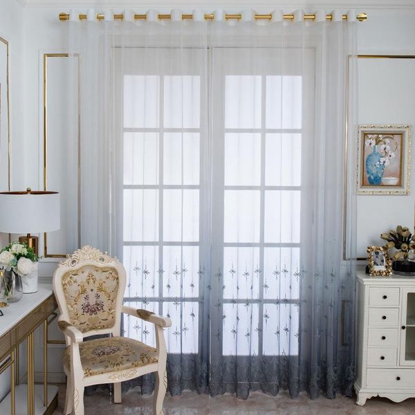 

curtain & drapes retro european style tulle sheer embroidered gradient window for home living room decoration in the kitchen cafe