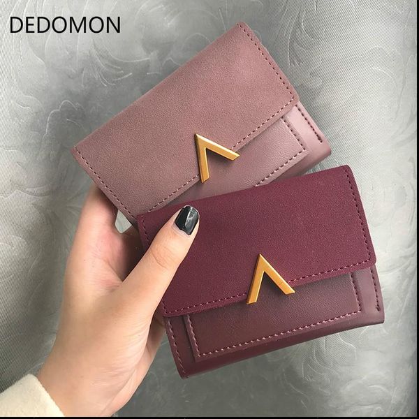 

matte leather small women wallet female coin purse ladies thin money carteira credit card holder portemonnee, Red;black