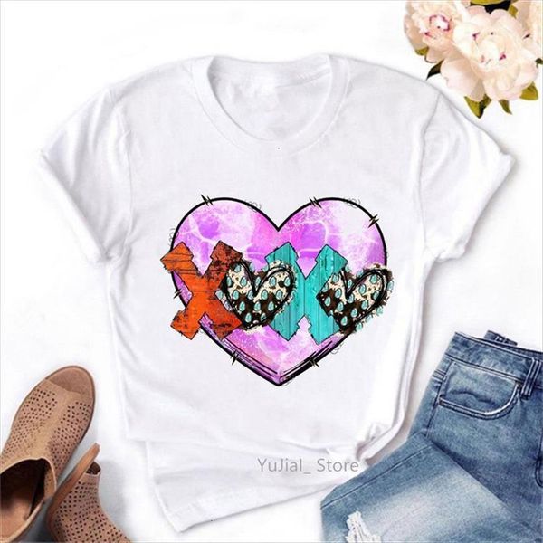 

xoxo love print pink womens leopard summer fahsion tee femme vogue funny, White
