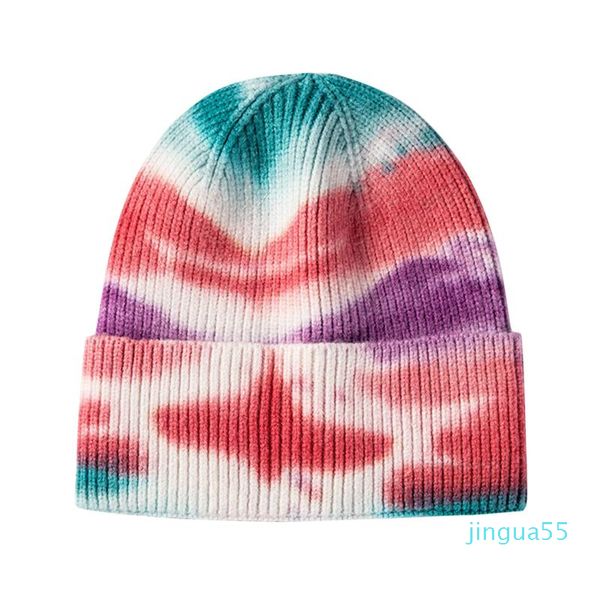 

fashion beanie/skull caps beanies fashion casual tie-dye printed gradient woolen hat warm outdoor knitted female skullies chapeau, Blue;gray