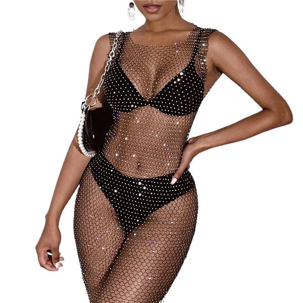 

women's swimwear ladies cover ups women see-through beach shirt black round collar sleeveless wear biquini, White;black