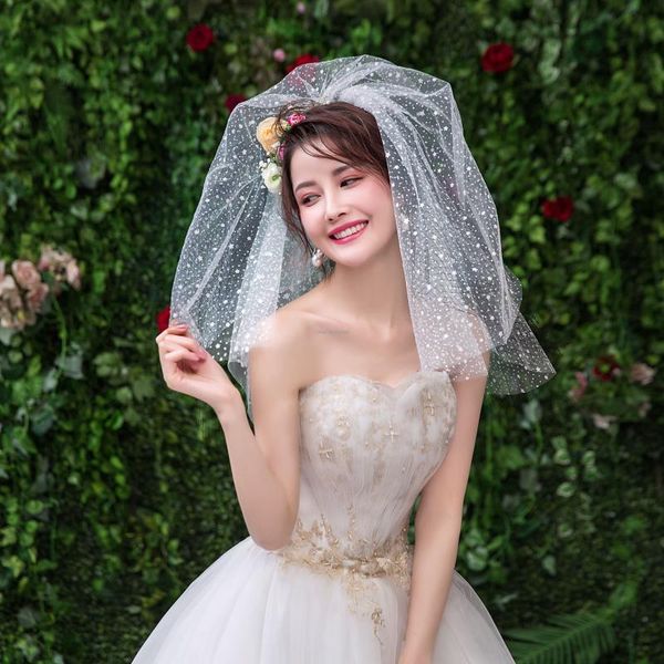 

bridal veils short multi-layer wedding veil with black net comb ax2021