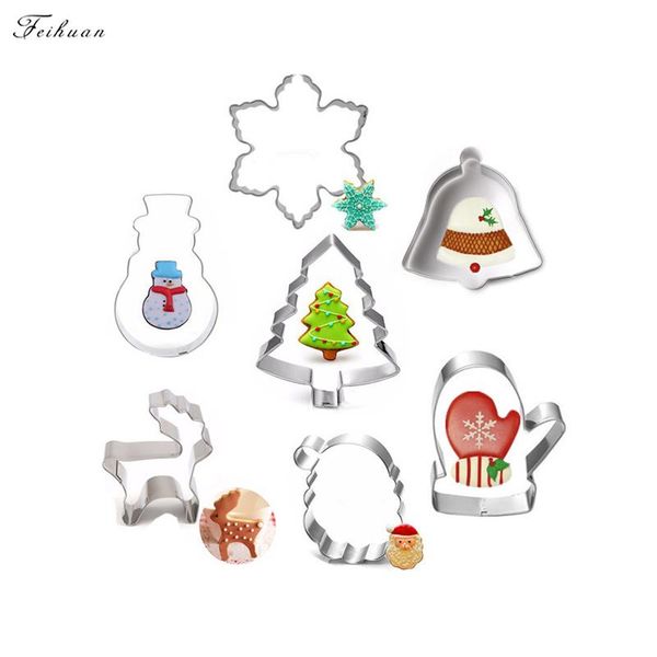 

baking & pastry tools christmas theme snowflake snowm cookie cutter stainless steel candy biscuit mold cooking fondant stamp