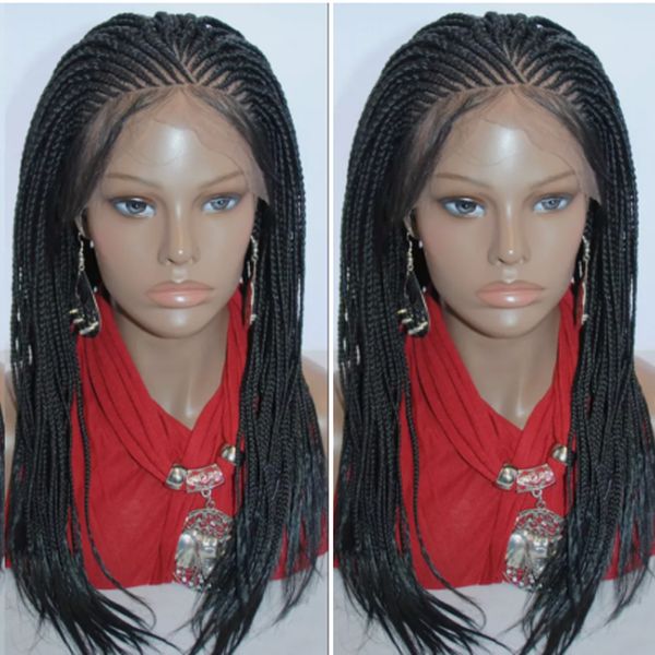 

costume accessories preplucked long synthetic part 13*4 lace front wig for women black hair braided box braids wig high temperature fib, Silver