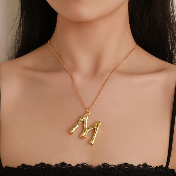 

pendant necklaces fashion initial letters name necklace for women gold color big long choker collar jewelry gift collier femme 2021, Silver