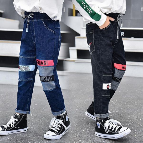 

jeans autumn spring baby boys pants kids clothes cotton casual children trousers teenager denim 4-14year, Blue