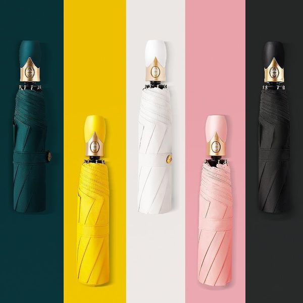 

umbrellas dmbrella creative black coated 3 fold uv rain women men automatic windproof male fashion parasol girls gifts paraguas
