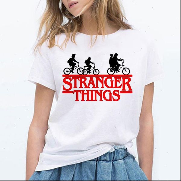 

stranger things womens t shirt 3 female casual chomper monster badge tshirt women short sleeve funny kawaii cartoon clothing woman, White