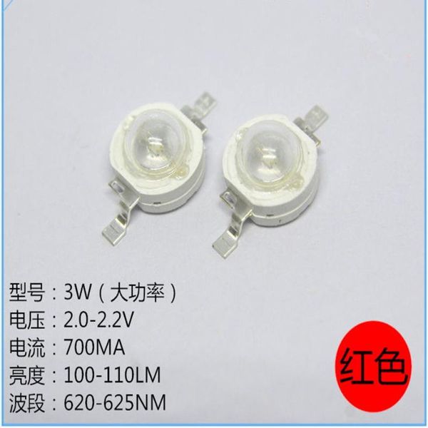 

light beads wholesale 3w high red color 3a led diode bead ,1000pcs/lot