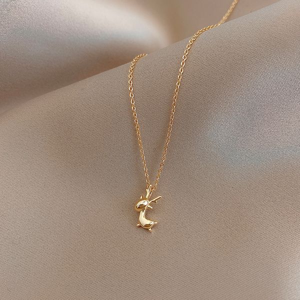 

xianlan441 the fawn necklace light female in the new tide of luxury niche collarbone chain pendant necklace accessories fashion an, Silver