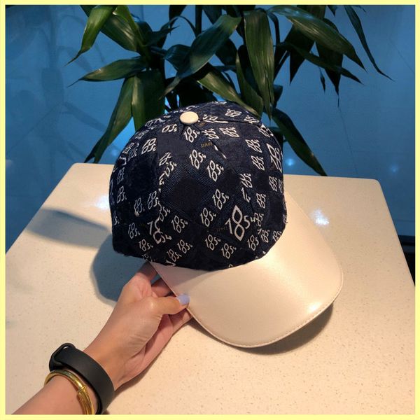 

2021 street caps leather baseball cap for mens women designer hat bonnet beanie casquette adjustable fitted hats 21082601r, Blue;gray