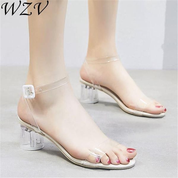 

transparent high heels women open toe sandals summer 2021 shoes woman clear pumps wedding zapatos para mujer, Black