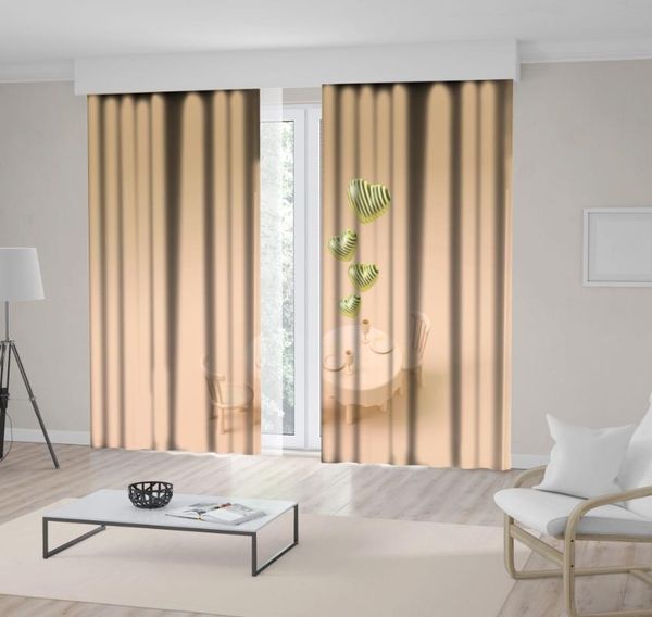 

curtain & drapes dinner with love heart shaped balloons on romantic dining table valentine cartoon artwork green beige
