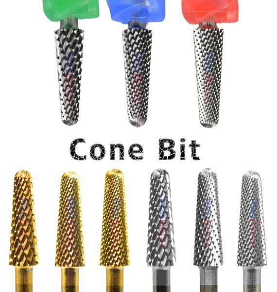 

nail art equipment proberra 4.0mm cone gold silver cuticle tungsten steel carbide clean safety drill bit file gel polish remover