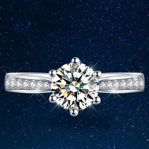 

cluster rings 18k au750 white gold ring women wedding anniversary engagement party round moissanite diamond elegant romantic trendy, Golden;silver