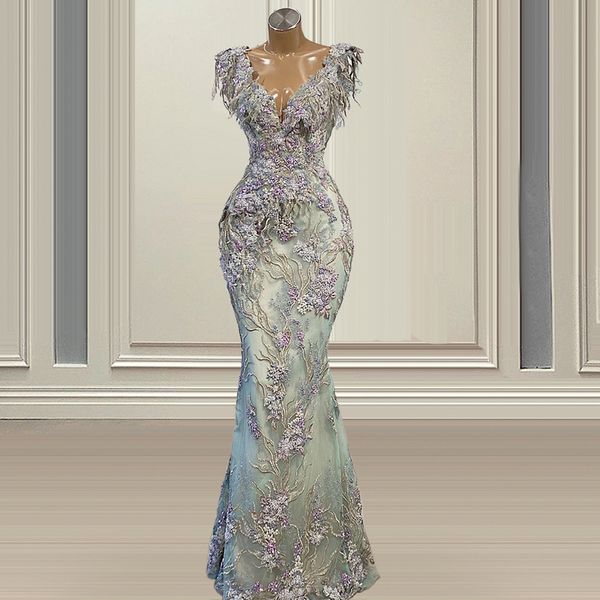 

2021 arabic mermaid prom dresses luxury v neck lace appliqued crystal women formal plus size evening gowns, Black