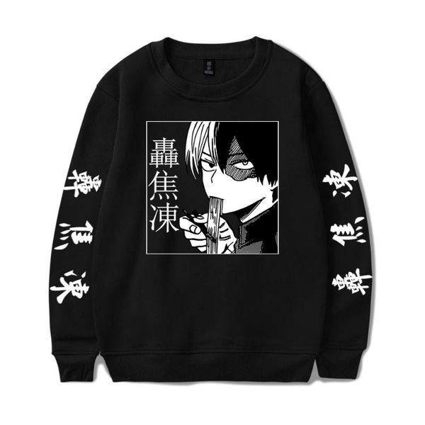 

men's hoodies & sweatshirts o-neck men women sweatshirt boku no hero academia tracksuit outwear harajuku so todoroki pullovers plus siz, Black