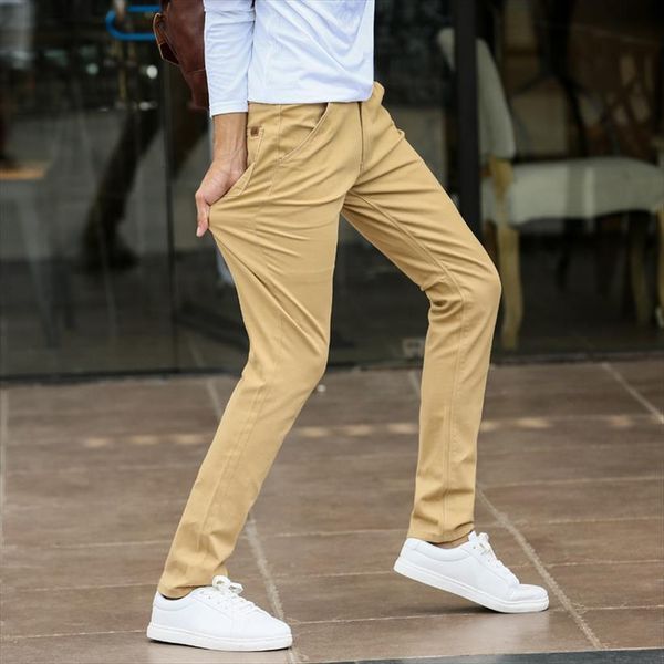

slim fit black red pantalon women pant hombre straight casual summer cotton chinos male trousers office