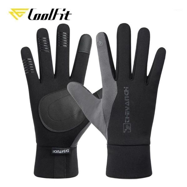 

coolfit winter cycling gloves bicycle warm touchscreen full finger waterproof outdoor bike skiing motorcycle riding1, Black