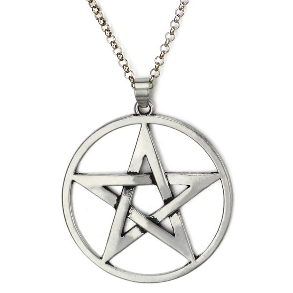 

yiwu jewelry men's cool accessories hollow five pointed star pendant titanium steel boys' necklace, Silver