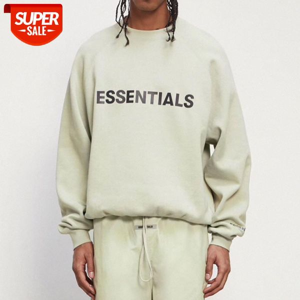 

fog fear of god eentials fw letter logo laminated crew neck sweatshirt matcha green #cu63, Black