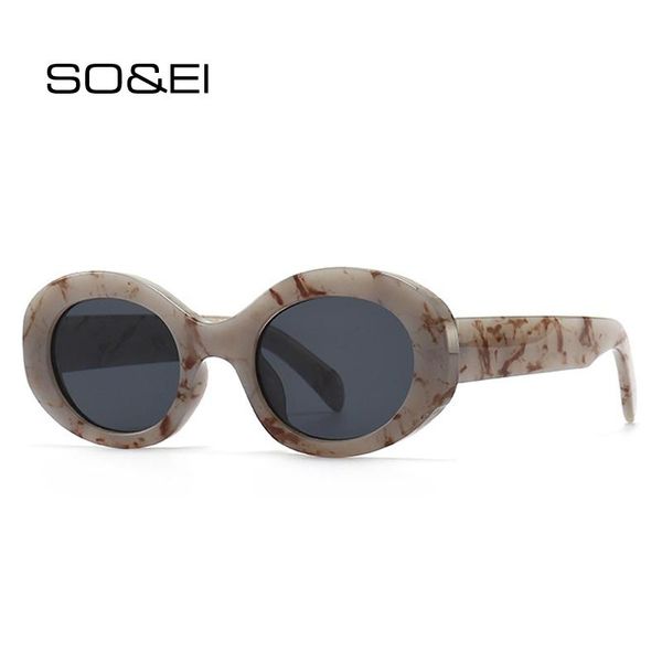 

sunglasses so&ei fashion oval women shades uv400 brand designer men retro round leopard sun glasses, White;black