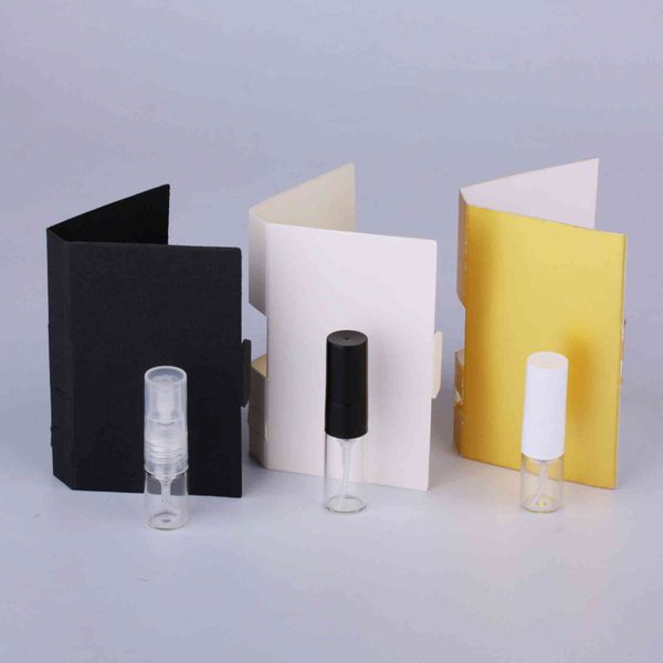 

100pcs/lot 1ml 2ml 3ml spray bottle refillable perfume bottle with paper card for gift sample perfume bottle package