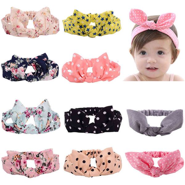 

hair accessories baby girls headbands floral print kids elastic bunny ear hairbands headwear children twist knot bands kha133 c7yw, Slivery;white