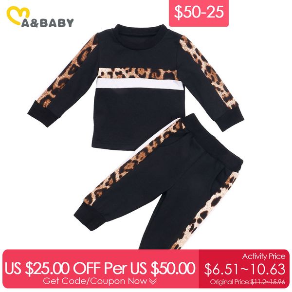 50–25 $ 1–6 Jahre Frühling Herbst Kind Kind Mädchen Kleidung Set Leopard Langarm Sweatshirt Tops Hose Trainingsanzug Outfits Kostüme 210515