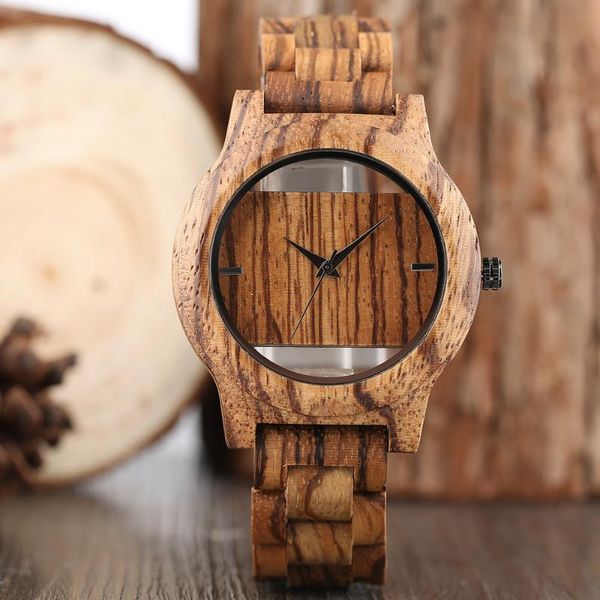 

wristwatches 2021 creative hollow dial full natural bamboo wood watch men's handmade quartz watches minimalist men gift relogio masculi, Slivery;brown