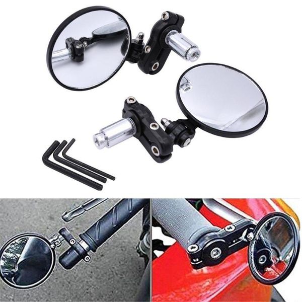 

motorcycle mirrors 2pcs 22mm circular rear view mirror set universal side rearview handle bar end motor accessories
