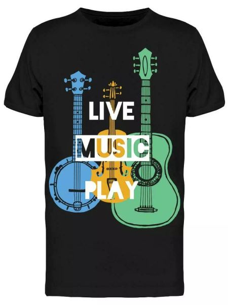 

Live Music Play Tee Men's -Image by Shutterstock, White;black