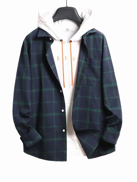

men plaid print shirt without hoodie g4q0#, White;black