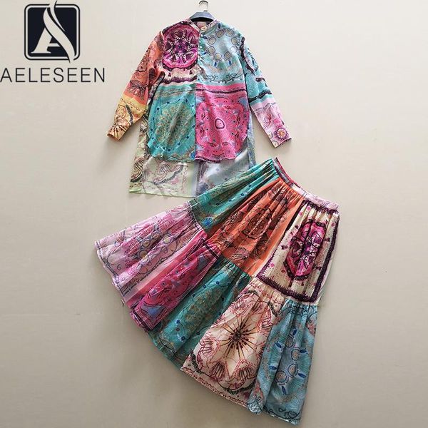 

plus size 2 pieces sets 2021 spring summer irregular loose blouse+long skirt elegant flower print xxxl xxl set women's tracksuits, Gray
