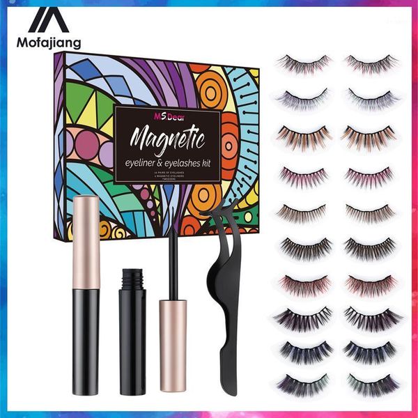 

pairs 3d reusable magnetic false eyelashes set 2pcs tube eyeliner kit 1pc tweezer long lasting extended eye lashe no glue1