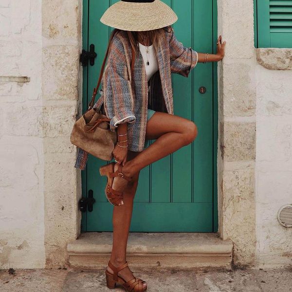 

women's jackets women 2021 cardigan casual printed bohemian shirt jacket fashion streetwear coats long sleeve plus size, Black;brown
