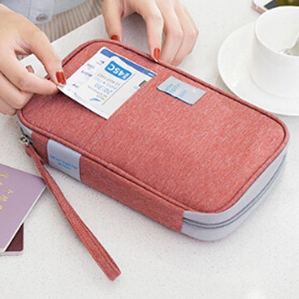 

card holders women travel organizer passport holder package wallet document fashion multi pockets pack, Brown;gray