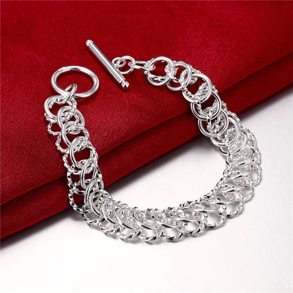 

sterling silver plated centipede to link, chain bracelet gssb022 fashion 925 silver plate jewelry bracelets, Black