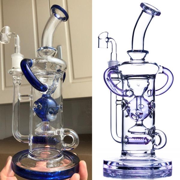 Bong per acqua in vetro Recyler Fab Egg Dab Rigs da 11,3 pollici viola verde con narghilè per fumatori di ghiaccio Banger da 14,4 mm