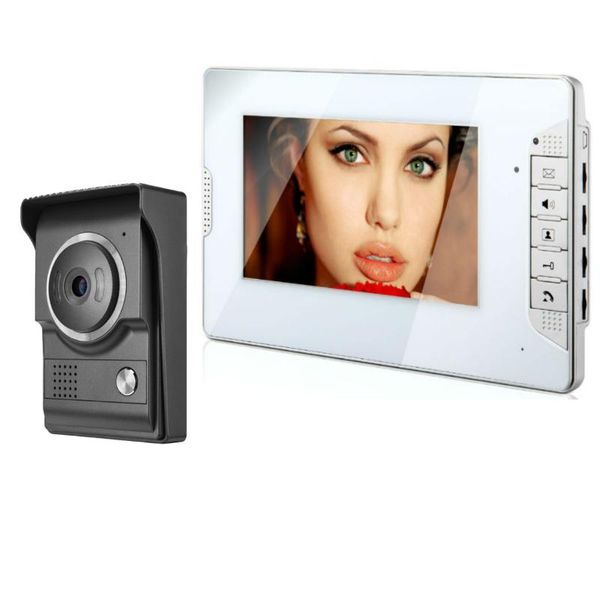 

video door phones 7 inch wired doorbell indoor monitor with ir-cut rainproof outdoor camera visual intercom two-way audio remote unlock