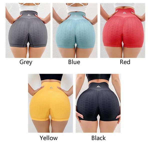 

women's sports shorts, solid color elastic waist pants exercise running bodybuilding fitness garment yoga outfit