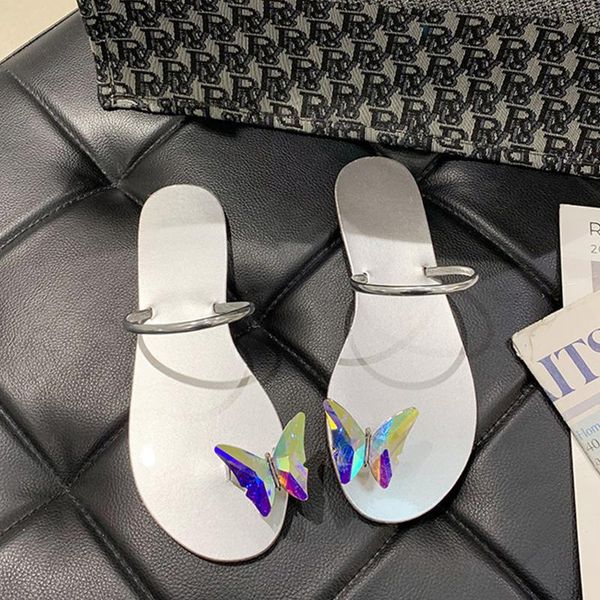 

fashion summer women flip flops 2021 slippers butterfly shiny luxury sandals designers outdoor holiday slides shoes, Black