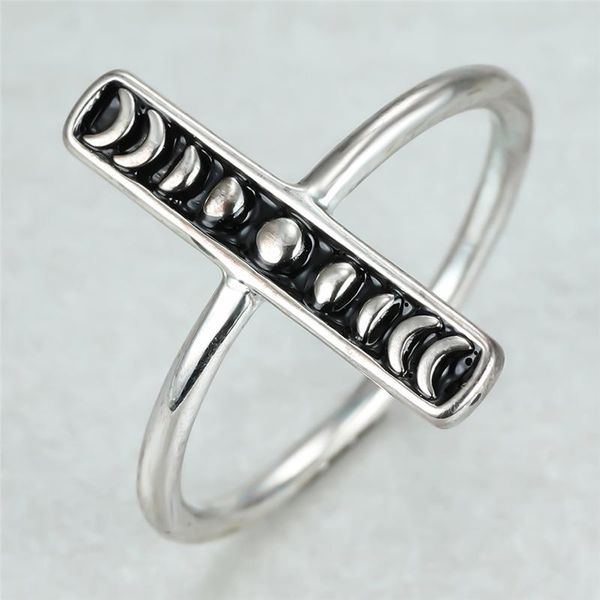 

wedding rings vintage male female black enamel thin ring classic silver color engagement simple moon small for women men, Slivery;golden