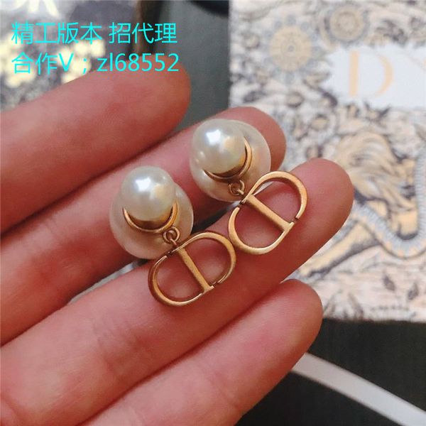 

special offer 2021 luxury designer jewelry / new pearl earrings net red letter silver needle anti allergy