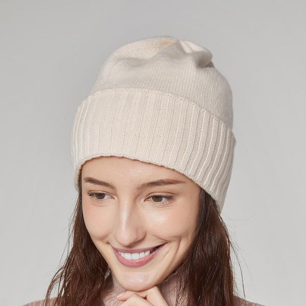 

beanies woman fashion wool knit beanie hat for lady 100% real knitted girls outdoor keep warm bonnets good winter