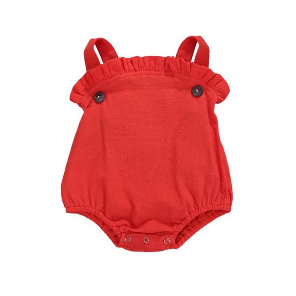 

jumpsuits 0-18m born baby girl boy lovely romper ruffle sleeveless solid color backless jumpsuit cotton clothes, Blue