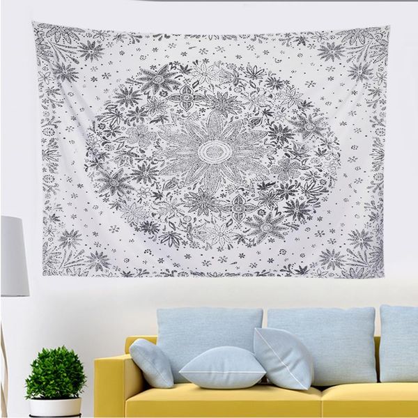

tapestries fashion bohemian tapestry wall hanging,white floral with dotted daisy medallion print bedroom boho hippie home decor