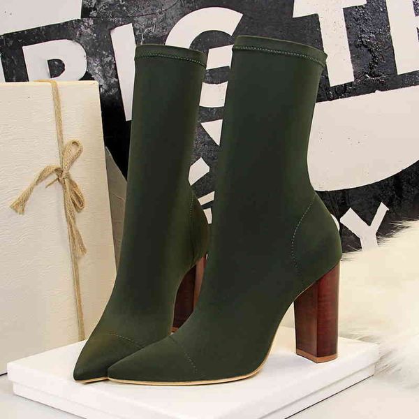 

dress shoes meados de bezerro botas novo estiramento meias grossas bloco saltos altos fetiche salto alto seda e20q, Black