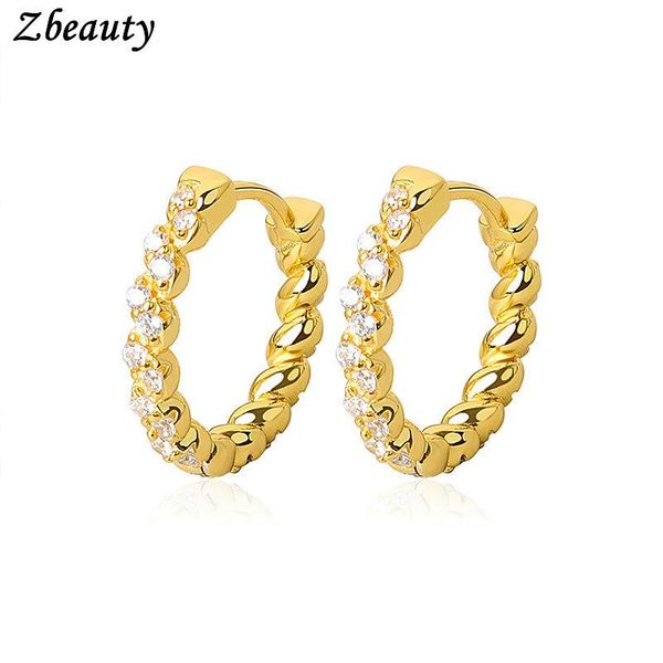 

hoop & huggie 10pairs paved zircon earrings for women silvery gold color brincos oorbellen pendientes jewelry gifts wholesale, Golden;silver