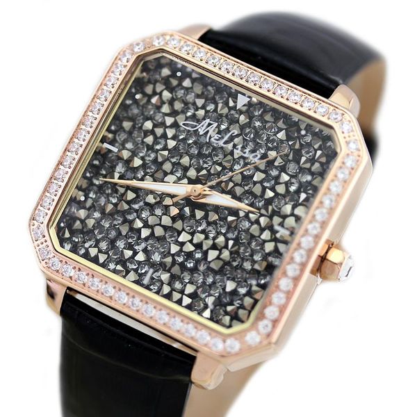 

wristwatches melissa brand classic night sky stars watches for women vintage fashion square watch quartz real leather wristwatch montre femm, Slivery;brown